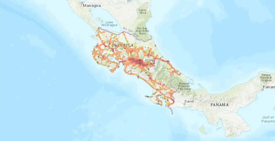 Kolbi (ICE) coverage map in costa rica