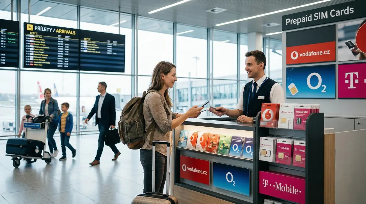 Buying a SIM card at Prague Airport