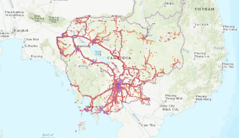 Mobile networks and coverage in Cambodia