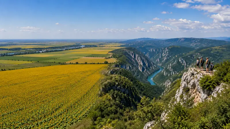 Ein Panoramafoto, das die geografische Vielfalt Serbiens veranschaulicht