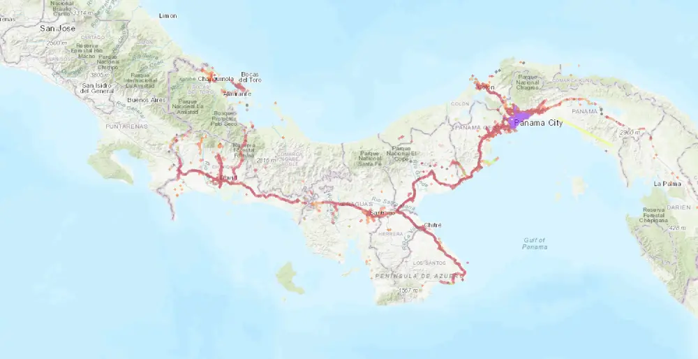 Mapa pokrytí +Móvil v Panamě