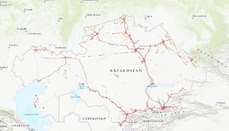 Beeline coverage in Kazakhstan