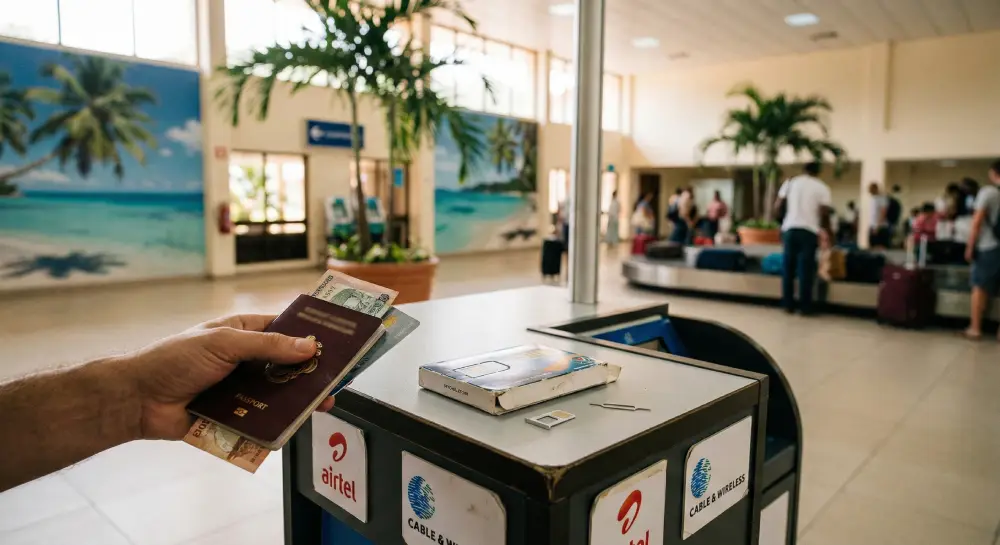 Om 'n SIM by Seychelles Lughawe te koop