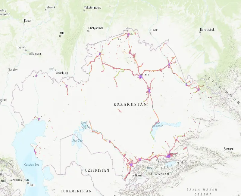 Tele2 and Altel coverage in Kazakhstan