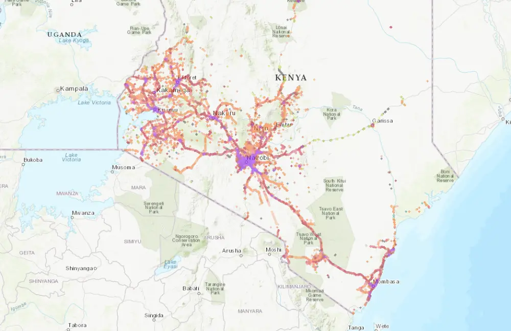 Mobile coverage in Kenya
