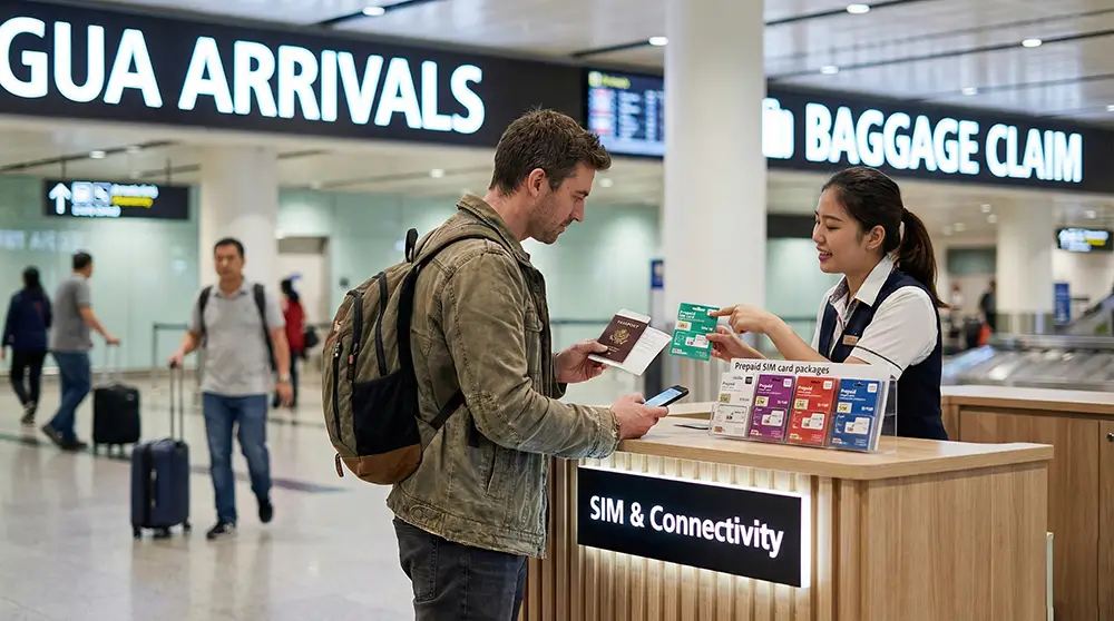 Buying a SIM card at Guatemala City Airport 