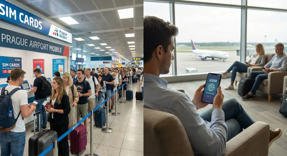 Airport SIM vs eSIM in Prague
