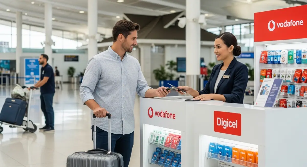 在斐济机场购买SIM卡