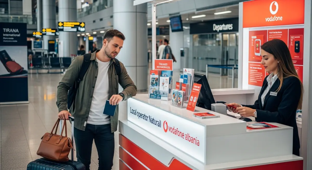 Buying a SIM card at Tirana Airport