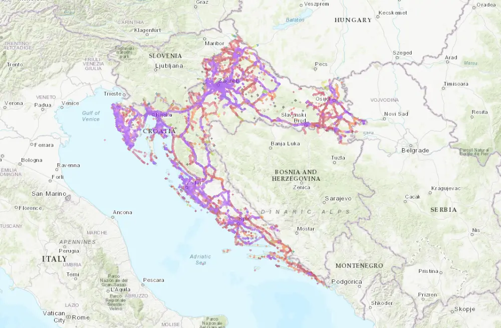 A1 coverage in Croatia