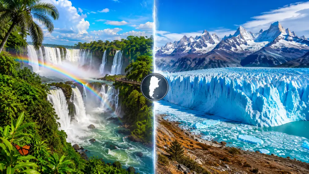 composite image contrasting the diverse microclimates of Argentina