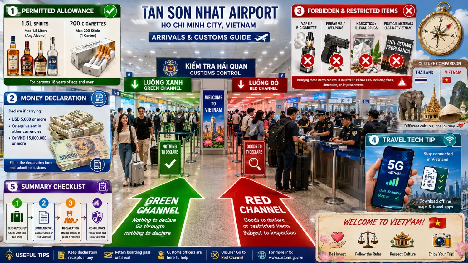can you take cigarettes through customs Vietnam Airport Customs Rules: Vaping, Alcohol, and Cash Limits